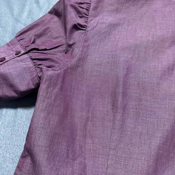 Moda International Women’s Ruffle Front Purple Short Sleeve Cotton Blouse, XL - Picture 8 of 13